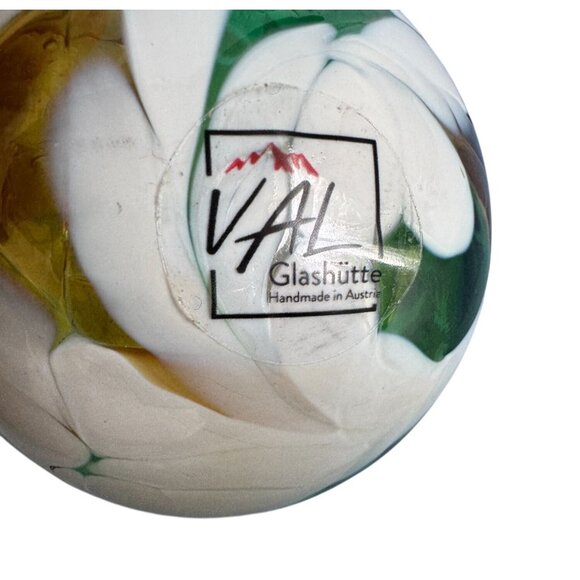 Handmade Val Glashütte Swirled Glass Ornament Green Spirit Ball Austria Signed 3 - Picture 2 of 9